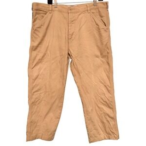 Vintage Armani Jeans Pants Mens 38 Tan Khaki Straight Leg Workwear Italy Casual